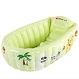 エルフ ベビー(Fairy Baby)ふかふかベビーバス ビニール 折り畳み プール(98*65*28、グリーン、動物柄)