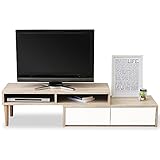 テレビ台 テレビボード TV台 TVボード AVボード 伸縮テレビ台 198cm 木脚タイプ オーク×ホワイト