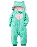 カーターズ ロンパース carter's 女の子用ミントドット花柄ハート耳フードフリース地ジャンプスーツ (3months(55-61cm)) [並行輸入品]