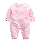 エルフ ベビー(Fairy Baby)新生児服 カバーオールロンパース 前開き 長袖 四季兼用 可愛いうさぎ柄 ピンク (サイズ：70)