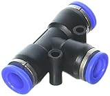 uxcell 空気圧　クイック継手　8mm - 8mm T字型 チューブ プッシュ