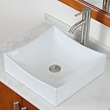 バスルームスクエア形状セラミック磁器シンク&つや消しニッケルシングルレバー蛇口コンボ