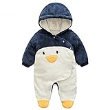 エルフ ベビー(Fairy Baby)ベビーカバーオール冬 新生児ロンパース着ぐるみ 前開きフード付き 長袖 ペンギン 66cm