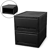 LOWYA （ロウヤ） 収納 収納ボックス 2個セット フラップ式 簡単組み立て おしゃれ マット 収納ケース 幅39cm 奥行50cm 高さ23cm ブラック 新生活