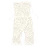 Refaxi 新生児の赤ちゃんの女の子レース花ロンパージャンプスーツキャップ写真プロ写真の衣装（アプリコット）