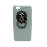 Crawl PU Leather Snake Pattern Hard Case with Ring Lion Head Door Knocker Stand/holder for Iphone 6 