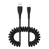 AXYO Type-C ケーブル 1.2M 急速充電 高速データ転送 カールコード式 USB C充電 長く伸びるカールケーブル タイプC 120cm ブラック