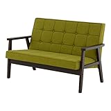 SATO セレノソファ 2人掛けクロス 布グリーン 肘ダークブラウン