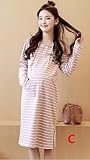 『Vision』マタニティウェア 服 　春夏秋 　 マタニティ 長袖　 ワンピース 妊婦服　 P056 (XL, C)