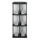 回転式 収納ラック スリム 本棚 コミック収納 マガジンラック ラック タワーラック 〔3段タイプ〕 ブラック