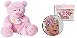 Baby 1stピンクTeddy Bear and Bow Headband and First Yearステッカー( 2ピース)