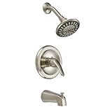 Designers Impressions 615625 Satin Nickel Tub Shower Combo Faucet - Single Handle Mixer Design - Mul