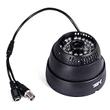 HDE Indoor Dome Security Camera 48 LED Night Vision Surveillance Cam CCTV Wide Angle Color CMOS (Bla