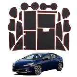 プリウス 60系 専用 ドアポケットマット トヨタ 専用 新型プリウス 60系 (2023年1月～) ポケットマット ラテックス 騒音防止 滑り止め 洗える アクセサリー 内装パーツ 簡単取付 19枚セット (レッド)