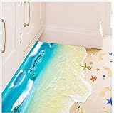 RAIN QUEEN ウォールステッカー 青い海の砂浜 フロア用シール 清々しい 海岸 ビーチ...