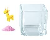 花市場直送便 ミニチュアガラス キリンB イエロー & カラーサンド ラベンダー & 植え込み用グラス ニューブロックS
