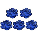 ドナリー ワッペン アイロン 2枚セット バラ 薔薇 アップリケ 刺繍 ハンドメイド 手芸 DIY リメイク 補修 (ブルー)