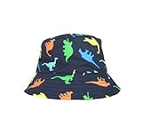LeafIn キッズハット ベビー帽子 綿 恐竜柄 紫外線対策 UVcut帽子 クロッシェ チューリップハット ネイビー (50cm, 恐竜柄)