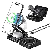 SIKAI CASE Qi2 ワイヤレス充電器 Qi2認証 3-in-1 Mag-safe 充電器 最大15W出力 折り畳み式 AppleWatch充電器 磁気ユニバーサルリング付 コンパクト マグネット ワイヤレス充電ステーション iPhone 16/15/14/13/12シリーズ AirPods 3/2/Proなど対応