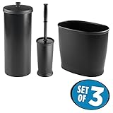 mDesign blkkentbathstor Bowl Brush, Plunger & Oval WasteCan Set ブラック 3544MDBST