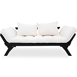 ソファ ソファーベッド 2人掛け 北欧デザイン リクライニング 天然木フレーム ブラウンフレーム×キャンバス