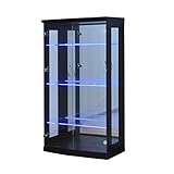 アビライト 大川家具 ガラス棚板が光る ディスプレイコレクションボード 高さ130タイプ ブラウン KMS-0006