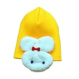 帽子，SODIAL(R) 赤ちゃん　幼児　男の子　女の子の冬の耳フラップ　暖かい帽子　ビーニーキャップ　かぎ針編みうさぎ　黄色
