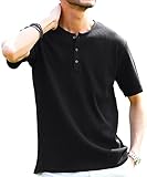 [JIGGYS SHOP] ジギーズショップ ワッフルヘンリーネック半袖Tシャツ S ブラック