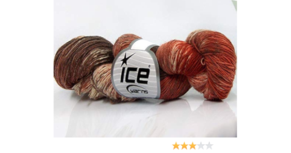 Amazon Ice Yarns 手染め ソックヤーン メリノウール 毛糸 靴下 編み物 アイスヤーン 1玉 ブラウンシェード クリーム コッパー 毛糸 通販