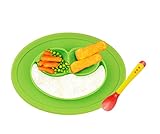 RayMoon　お食い始め　ランチマット　シリコン製　ベビー用　吸盤付き　感温スプーン無料　グリーン