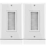 Fosmon 1口壁プレート 艶消し 開口部 低電圧ケーブル用プレート 壁取り付け式 1-Gang (2 Pack) - Brush HD8177