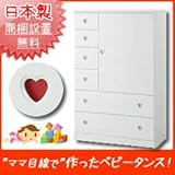 ベビータンス/子供部屋収納家具 90cm幅 （カラー：ホワイト 取っ手板：おまかせ×全8枚） 【日本製/完成品】【代引不可】