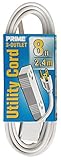Prime Wire & Cable EC820608 8-Foot 16/3 SPT-2 3-Outlet Utility Indoor Cord, White [並行輸入品]
