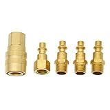 Viviseason(ビビシーズン) 5点セット エアホースクイック継手 真鍮継手 クイック管 ゴールドトーン 大小 ブラス素材