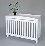 エアコン室外機カバー匠・たて格子（色：ホワイト）ヒバ材・木製【大型対応】