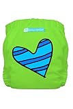 Charlie Banana One-Size Cloth Diaper with 2 Reusable Inserts-Blue Heart on Green by Charlie Banana [