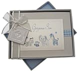 White Cotton Cards Handmade Gorgeous Son Photo Album (Blue Gingham) by WHITE COTTON CARDS