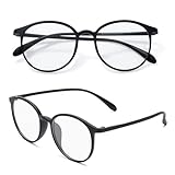 [CEETOL] メガネ 度あり 度付き眼鏡 度入り メンズ レディース TR90 近視メガネ 近眼 眼鏡 軽量 弾性樹脂フレーム UVカット クリア PC おしゃれ パソコン用 男女兼用 ブラック（PD64mm 度数-1.5）