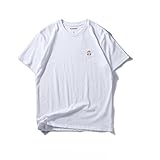 ファッションメンズベーシックコットンダブルステッチ半袖Tシャツ（ホワイト）