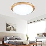 12w wood round led ceiling down light flush mount home fixture