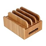 MUSISALY 木製スマホスタンド 充電ステーション 多機能携帯電話 タブレット用充電管理 卓上収納ボックス