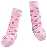 Minene Baby Sock Slippers for 6-12 Months ( Pink Flowers) by Minene