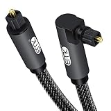 EMK 90度 Toslink 光ケーブル 360度自由回転プラグ 光ファイバーケーブル S/PDIF トスリンク オス-オスケーブル ホームシアター サウンドバー テレビ PS4 Xbox用 グレー (1.5フィート/0.5m)