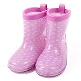 雨の日彩るKidsレインブーツ・長靴　水玉（パープル地にピンクドット） N77010