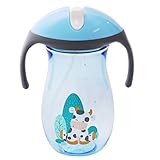 Kesoto 330ｇ　ベビーマグ　ベビーボトル　飲料カップ　マッシュルームヘッド　ハンドル付き　全3カラー - 青