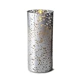 Luminara Flameless Candle Silver Mercury Glass Pillar Cylinder 8 inch [並行輸入品]