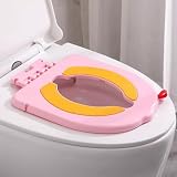 【つけっぱなしOK】 補助便座 設置型 子供 トイトレ トイレトレーニング 練習 おまる 男の子 女の子 おしゃれ 省スペース 狭いトイレ 小さいトイレ 便座 幼児 子供用トイレ 吸盤付き トイレ補助 付け外し不要 簡単設置 (ピンク)