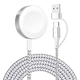 【2025新設計】POLINK 2in1 USB A+C for アップルウォッチ 充電器 Apple Watch 充電器 充電ケーブル ワイヤレス 充電機 マグネット式充電ケーブル 持ち運び便利 軽量 急速充電器 Apple Watch Series10/9/8/7/6/5/4/3/2/1/SE/Ultra 対応 USB-A＆C シルバー ホワイト