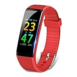 itDEAL スマートウォッチ レッド 【最新版】 活動量計 血圧計 心拍計 歩数計 ストップウォッチ スマートブレスレット 多機能スポーツウォッチ 目覚まし時計 健康サポート機器 IP67防水 運動記録 消費カロリー 睡眠検測 長座注意 着信電話/SMS/Twitter/WhatsApp/Line通知 iPhone/Android対応 技適認証済 敬老の日