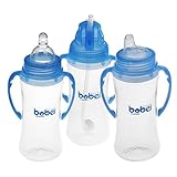 Kesoto 330ｇ　多機能　食品級シリコン　ボトル　ストローボトル　3個セット　全３色 - 青